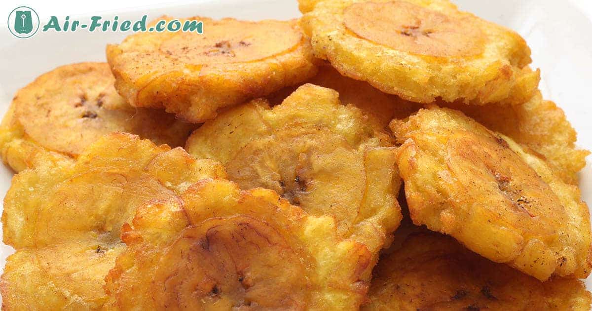 Tostones Plantain Chips in an air fryer