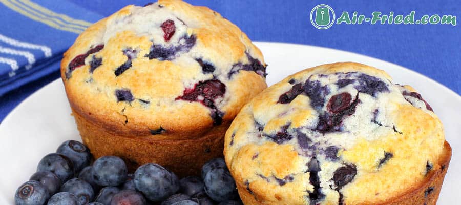 Blueberry muffins in an air fryer