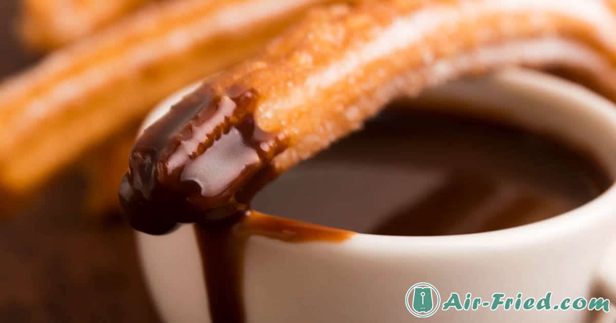 Churros with Chocolate dipping sauce in air fryer