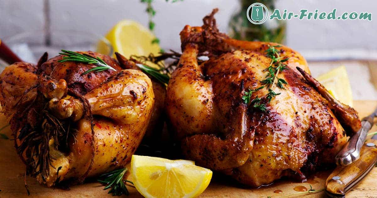 Air Fryer Roasted Cornish Game Hen with Savory Bread Pudding Recipe